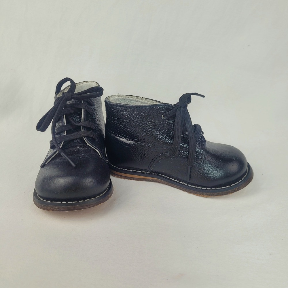 Josmo Walker Toddler Boys Black Pebbled Leather Lace Up Boots Size 5
